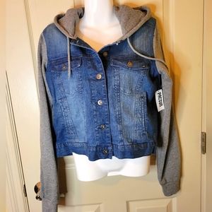 Pacsun Hoodie Denim Jacket Blue and Grey Size Lg NWT